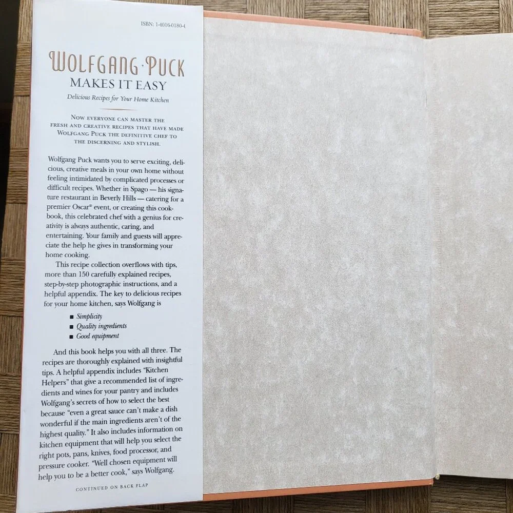 Wolfgang Puck Makes It Easy 1st Edition Hardcover Cookbook